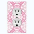 thumbnail image 1 of Metal Light Switch Plate Cover Mandala Pink White Floral Pattern Damask MDL076, 1 of 13