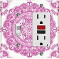 thumbnail image 1 of Metal Light Switch Plate Cover Mandala Pink White Flower Tile Pattern MDL069, 1 of 13