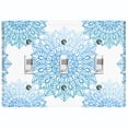 thumbnail image 1 of Metal Light Switch Plate Cover Mandala Teal Flower Tile Pattern MDL101, 1 of 13