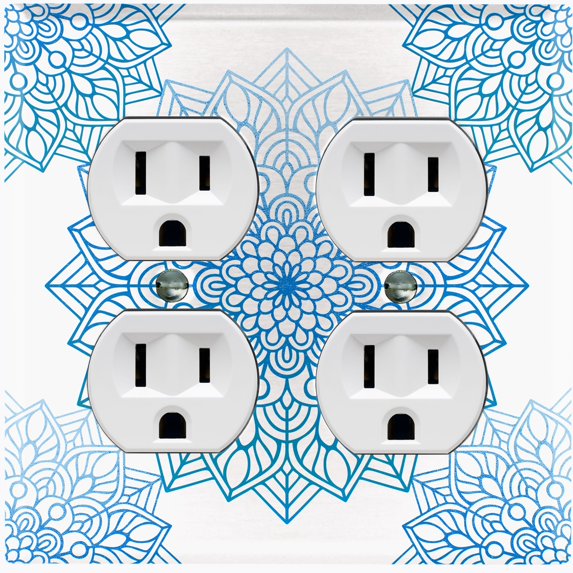 Metal Light Switch Plate Cover Mandala Teal Flower Tile Pattern MDL101