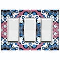 thumbnail image 1 of Metal Light Switch Plate Cover Mauve Blue Mandala Flower Tile Pattern MDL118, 1 of 13