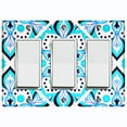 thumbnail image 1 of Metal Light Switch Plate Cover Neon Blue Mandala Flower Tile Pattern MDL033, 1 of 13