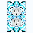 thumbnail image 1 of Metal Light Switch Plate Cover Neon Blue Mandala Flower Tile Pattern MDL033, 1 of 13