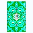 thumbnail image 1 of Metal Light Switch Plate Cover Neon Green Teal Tile Mandala Flower Pattern MDL039, 1 of 13