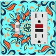 thumbnail image 1 of Metal Light Switch Plate Cover Orange Blue Flower Tile Pattern TIL003, 1 of 13
