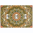 thumbnail image 1 of Metal Light Switch Plate Cover Orange Brown Mandala Icy Flower Tile Pattern MDL050, 1 of 13