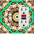 thumbnail image 1 of Metal Light Switch Plate Cover Orange Green Mandala Flower Tile Pattern MDL119, 1 of 13