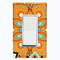 thumbnail image 1 of Metal Light Switch Plate Cover Orange Teal Flower Mandala Tile Pattern MDL015, 1 of 13