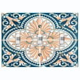 thumbnail image 1 of Metal Light Switch Plate Cover Peach Blue Floral Tile Pattern TIL023, 1 of 13