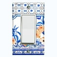 thumbnail image 1 of Metal Light Switch Plate Cover Peach Roses Blue Floral Tile Pattern TIL015, 1 of 13