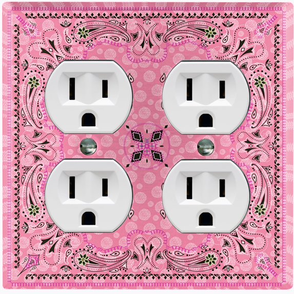Metal Light Switch Plate Cover Pink Paisley Bandana Spotted Tile Pattern TIL083