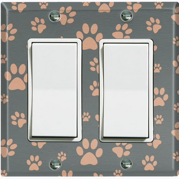 Metal Light Switch Plate Cover Puppy Dog Paw Prints Green Brown DOG033