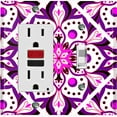 thumbnail image 1 of Metal Light Switch Plate Cover Purple Pink Flower Mandala Tile Pattern MDL036, 1 of 13