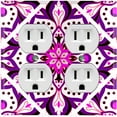 thumbnail image 1 of Metal Light Switch Plate Cover Purple Pink Flower Mandala Tile Pattern MDL036, 1 of 13
