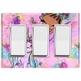 thumbnail image 1 of Metal Light Switch Plate Cover Purple Unicorn Rose Fairy Universe UNI007, 1 of 13