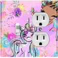 thumbnail image 1 of Metal Light Switch Plate Cover Purple Unicorn Rose Fairy Universe UNI007, 1 of 13