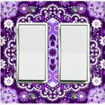 thumbnail image 1 of Metal Light Switch Plate Cover Purple White Snowflake Mandala Tile Pattern MDL087, 1 of 13