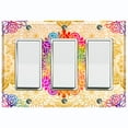thumbnail image 1 of Metal Light Switch Plate Cover Rainbow Mandala Flower Tile Pattern Beige MDL092, 1 of 13