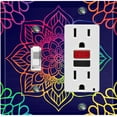 thumbnail image 1 of Metal Light Switch Plate Cover Rainbow Mandala Flower Tile Pattern Black MDL103, 1 of 13