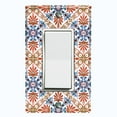 thumbnail image 1 of Metal Light Switch Plate Cover Red Blue Fancy Tile Pattern TIL014, 1 of 13