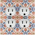 thumbnail image 1 of Metal Light Switch Plate Cover Red Blue Fancy Tile Pattern TIL014, 1 of 13