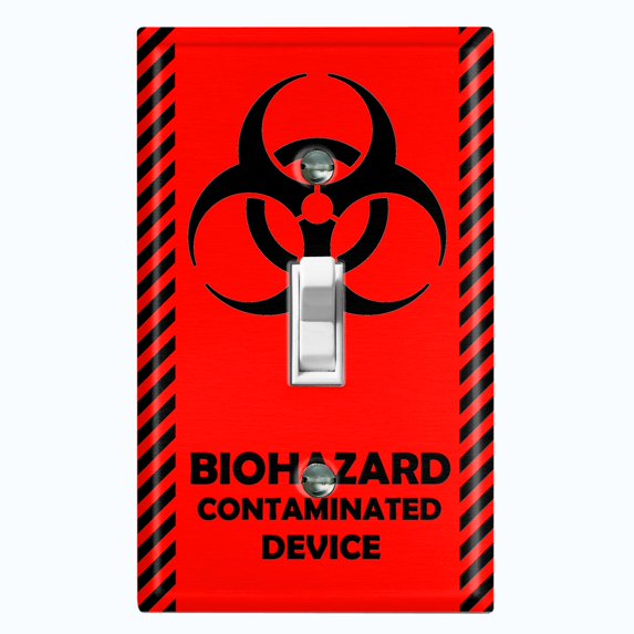 Metal Light Switch Plate Cover Red Contaminated Biohazard Sign SGN001