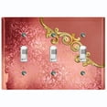 thumbnail image 1 of Metal Light Switch Plate Cover Red Floral Damask Frame Honeycomb Trim DAM056, 1 of 13