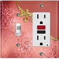 thumbnail image 1 of Metal Light Switch Plate Cover Red Floral Damask Frame Honeycomb Trim DAM056, 1 of 1