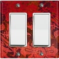 thumbnail image 1 of Metal Light Switch Plate Cover Red Floral Damask Wallpaper WAL026, 1 of 13