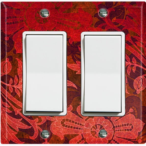 Metal Light Switch Plate Cover Red Floral Damask Wallpaper WAL026