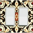 thumbnail image 1 of Metal Light Switch Plate Cover Red Yellow Mandala Flower Tile Pattern MDL028, 1 of 13