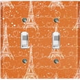 thumbnail image 1 of Metal Light Switch Plate Cover Romantic Paris Eiffel Tower Letter Orange PRS006, 1 of 13