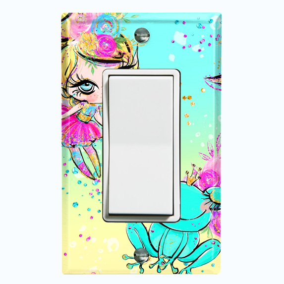 Metal Light Switch Plate Cover Royal Fairytale Fairy Frog FRY003