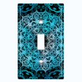 thumbnail image 1 of Metal Light Switch Plate Cover Teal Black Mandala Circle Tile Pattern MDL009, 1 of 13