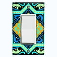 thumbnail image 1 of Metal Light Switch Plate Cover Teal Orange Fancy Tile Pattern TIL002, 1 of 13