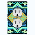 thumbnail image 1 of Metal Light Switch Plate Cover Teal Orange Fancy Tile Pattern TIL002, 1 of 13