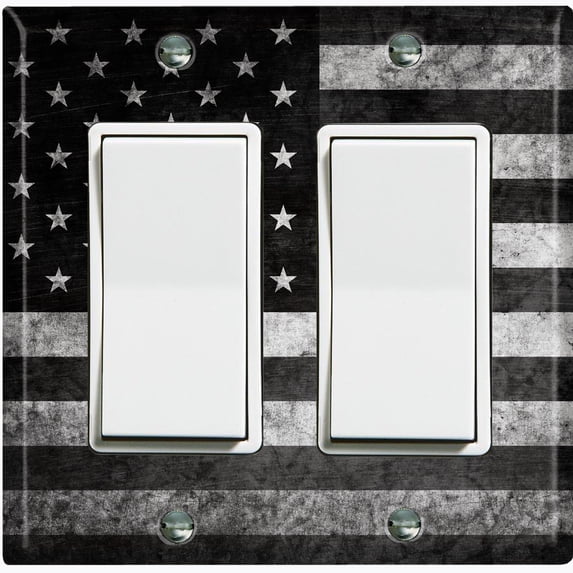 Metal Light Switch Plate Cover U.S. Flag Gray FLG002