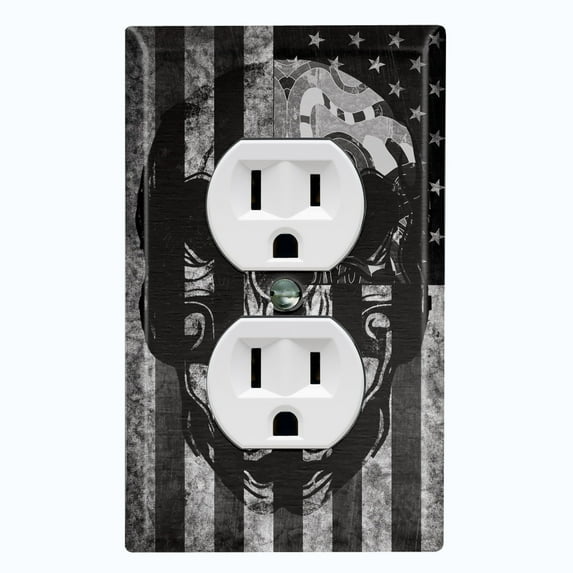 Metal Light Switch Plate Cover U.S. Flag Gray SKL006