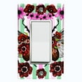 thumbnail image 1 of Metal Light Switch Plate Cover Unique Floral Beetle Teal Pink Stripes BUT008, 1 of 13