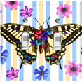 thumbnail image 1 of Metal Light Switch Plate Cover Unique Floral Butterfly Yellow Blue Stripes BUT006, 1 of 13