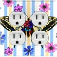 thumbnail image 1 of Metal Light Switch Plate Cover Unique Floral Butterfly Yellow Blue Stripes BUT006, 1 of 13