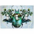 thumbnail image 1 of Metal Light Switch Plate Cover Unique Teal Floral Beetle Blue BUT017, 1 of 13