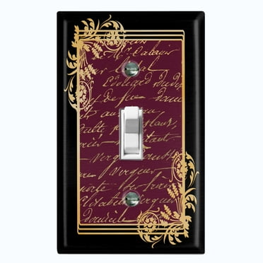 Metal Light Switch Plate Cover Victorian Floral Scripture Damask Frame Purple FRA082