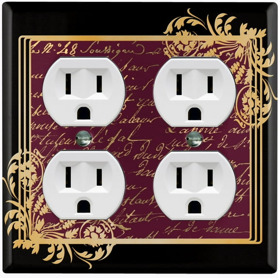 Metal Light Switch Plate Cover Victorian Floral Scripture Damask Frame Purple FRA082