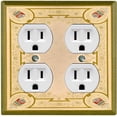 thumbnail image 1 of Metal Light Switch Plate Cover Victorian Royal Floral Frame Green Yellow FRA063, 1 of 13