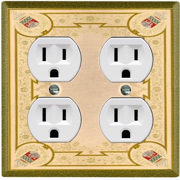 Metal Light Switch Plate Cover Victorian Royal Floral Frame Green Yellow FRA063