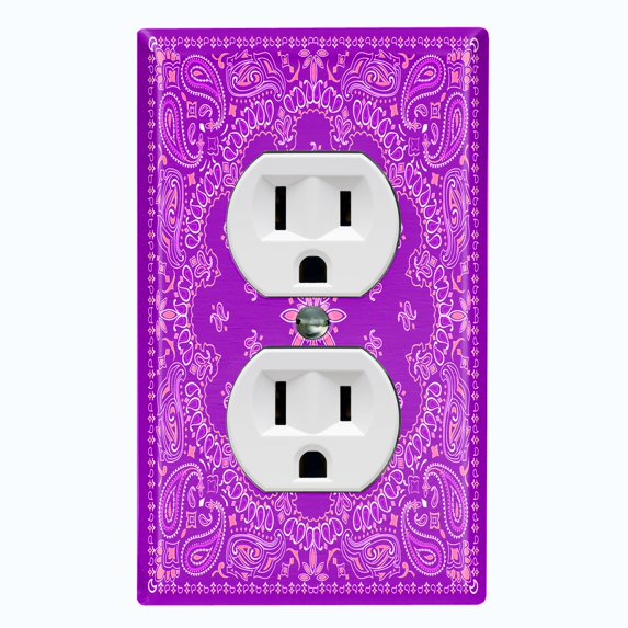 Metal Light Switch Plate Cover Violet Floral Bandana Paisley Tile Pattern TIL054