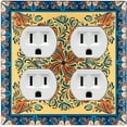 thumbnail image 1 of Metal Light Switch Plate Cover Yellow Orange Mandala Flower Heart Tile Pattern TIL033, 1 of 13