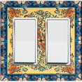 thumbnail image 1 of Metal Light Switch Plate Cover Yellow Orange Mandala Flower Heart Tile Pattern TIL033, 1 of 13