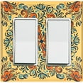 thumbnail image 1 of Metal Light Switch Plate Cover Yellow Orange Mandala Flower Tile Pattern TIL038, 1 of 13
